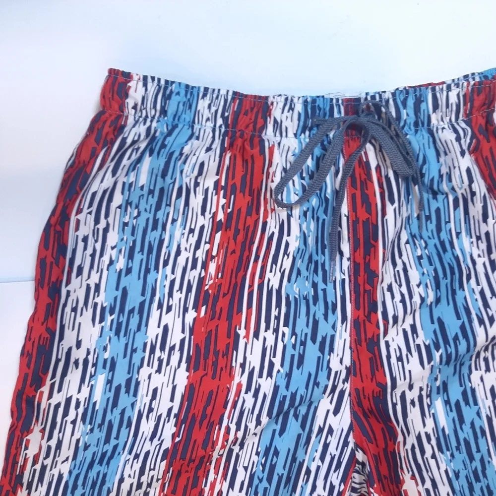 Speedo Mens Striped Swim Trunks Beach Summer Bathing Suit Mens XXL Blue Red